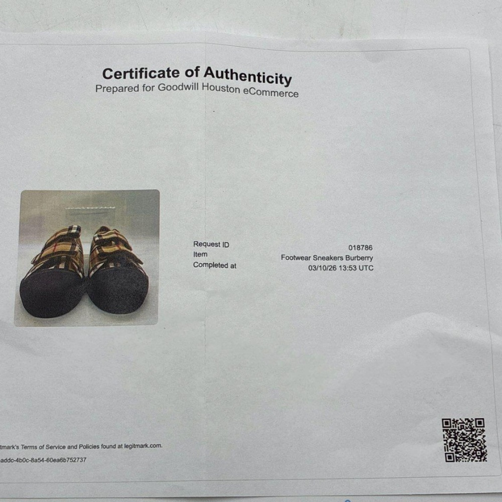 Burberry Tan Nova Check Velcro Strap Low Top Sneakers Black Toe Cap COA Size 35 - Picture 9 of 10